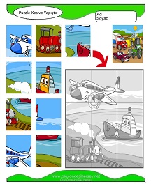 Puzzle Kes Yapıştır Çalışma Sayfaları